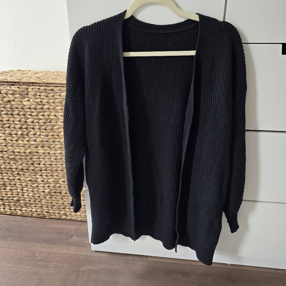 Women's Black Open-Front Sweater